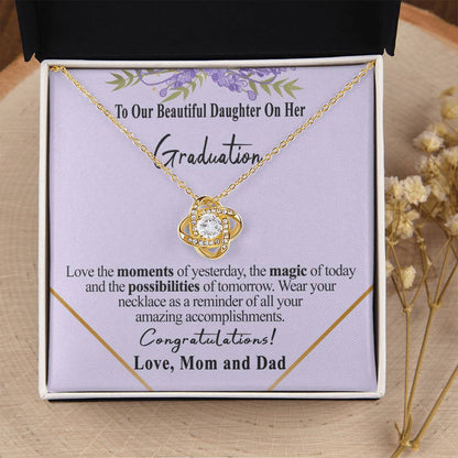 Class Of 2022 Graduation Gift Necklace To Our Beautiful Daughter On Her Graduation To Daughter Gift From Mom And Dad High School Graduation College Grad Love Knot Necklace