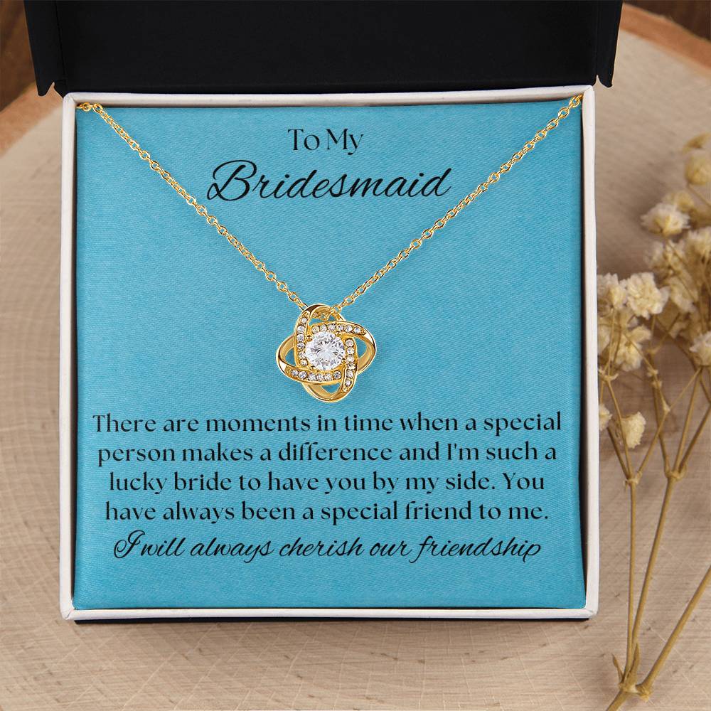 Bridesmaid For A Day Friends For Life(1) Love Knot Necklace