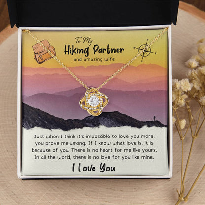 To My Wife Gift Necklace To My Hiking Partner And Amazing Wife Anniversary Gift For Wife Birthday Gift To Wife From H Love Knot Necklace
