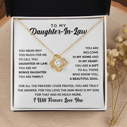 Daughter-In-Law - You Are Family - Necklace Love Knot Necklace
