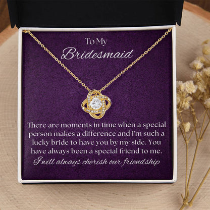 Bridesmaid For A Day Friends For Life(2) Love Knot Necklace
