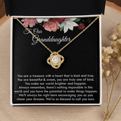 To Our Granddaughter Necklace Gift For Granddaughter On Graduation Birthday Christmas Gift Granddaughter Ne Love Knot Necklace