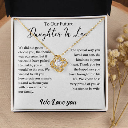 To Our Future Daughter-In-Law Gift Daughter In Law Necklace Gift For Her Wedding Customize Gift Engagemen Love Knot Necklace
