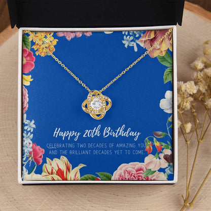 20Th Birthday Gifts For Women  Necklace For Her  2 Decade Jewelry  20 Years Old  20Th Birthday Gift Necklace  Jewelry Gift F Love Knot Necklace