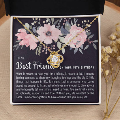 Gift For Best Friend 45Th Birthday 45Th Birthday Gift For Her Meaningful Best Friend 45Th Birthday Necklace Unique Gifts 45Th Bi Love Knot Necklace