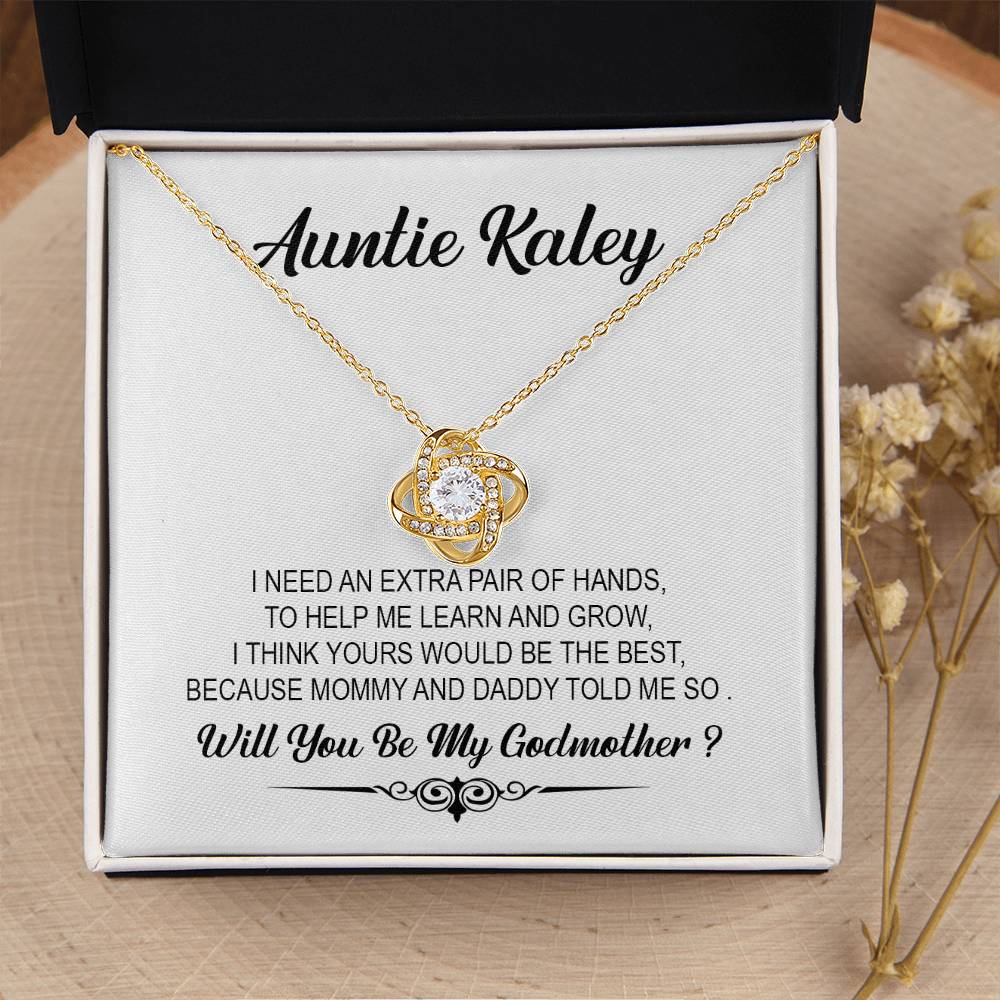 Customize Will You Be My Godmother Necklace For Godmother Godmother Proposal Gift Godmother Love Knot Necklace