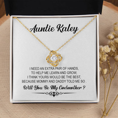 Customize Will You Be My Godmother Necklace For Godmother Godmother Proposal Gift Godmother Love Knot Necklace