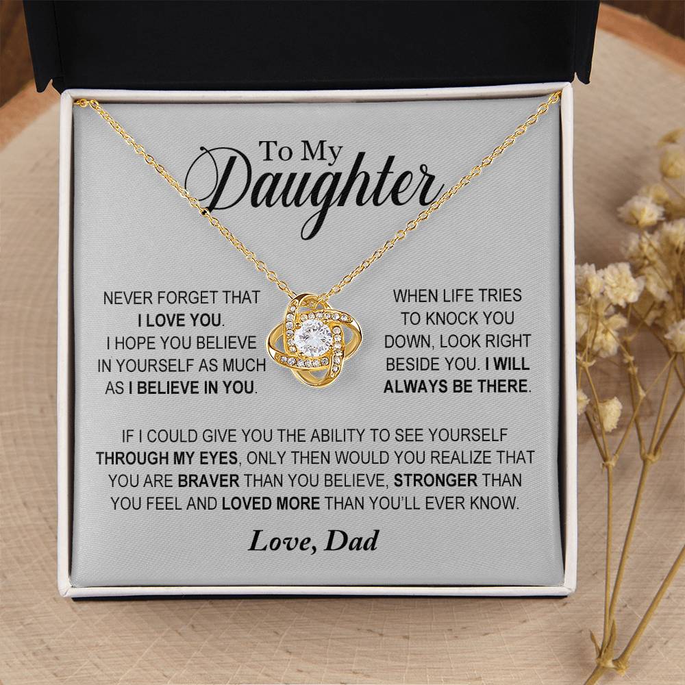 Daughter - Loved More Than You'll Ever Know - Ne Love Knot Necklace