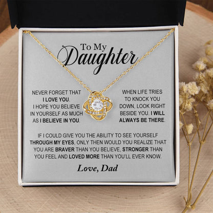 Daughter - Loved More Than You'll Ever Know - Ne Love Knot Necklace