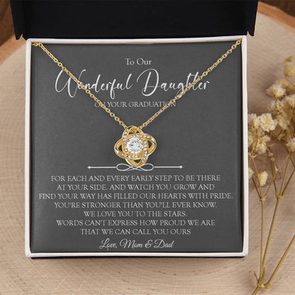 To Our Daughter Graduation Gift Necklace Graduation Gift For Daughter From Mom A Love Knot Necklace