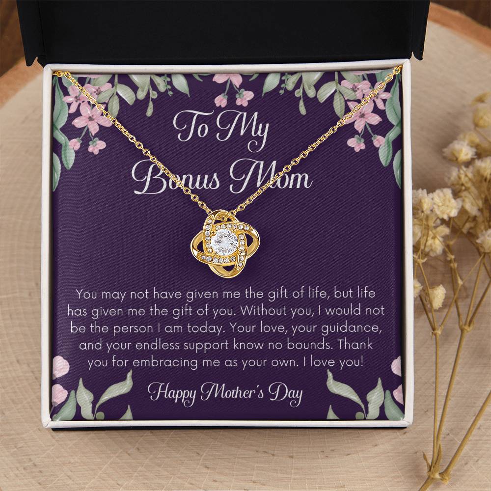 Bonus Mom Necklace Mothers Day Gift Daughterson To Mom Gift Bonus Mom Step Mom Gift Present For Stepmom On Mothers Day Stepmom Gift 1 Love Knot Necklace