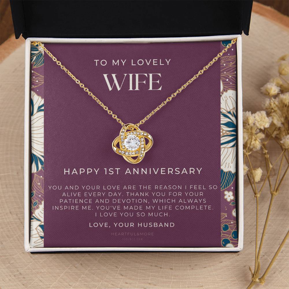 1 Year Anniversary Gift For Wife  1 Year Anniversary Gifts  1 Year Wedding Anniversary Gift Ideas  1St Wedding Anniversary Gift F(11) Love Knot Necklace