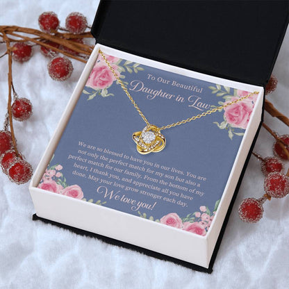 Daughter In Law Gift Beautiful Daughter In Law Necklace Gift Daughter In Law Birthday Gift Gift From Mom In Law To Daughter In Law Love Knot Necklace