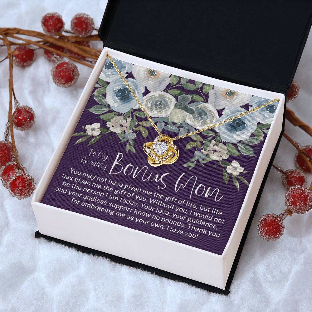 Bonus Mom Necklace Mothers Day Gift Daughterson To Mom Gift Bonus Mom Step Mom Gift Present For Stepmom On Mothers Day Stepmom Gift Love Knot Necklace