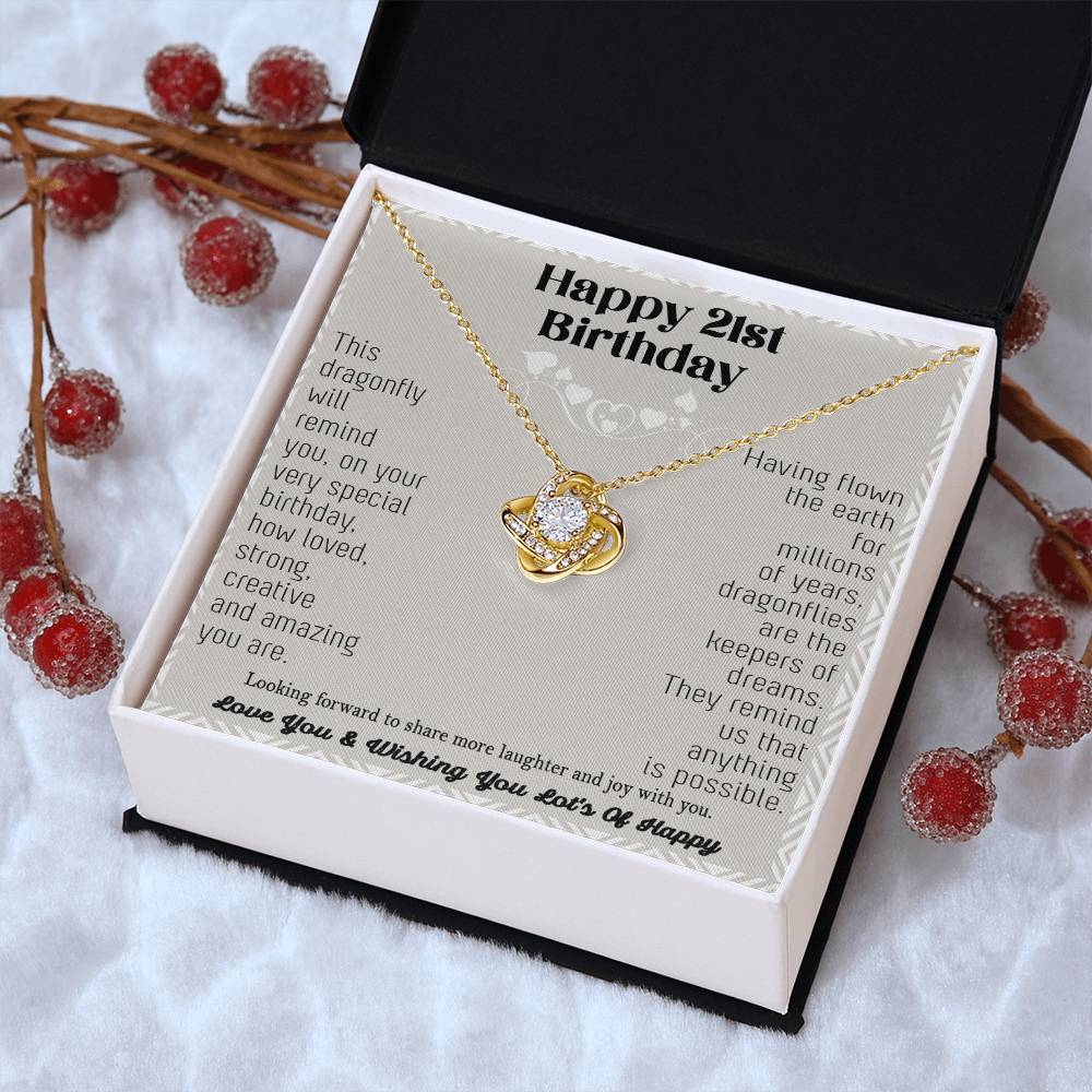 21St Birthday Dragonfly Necklace Gift Happy 21St Birthday Gifts For Her Best Friend Daughter Sister Niece Auntie Necklace Happy 21 Birthday Birthday Ne Love Knot Necklace