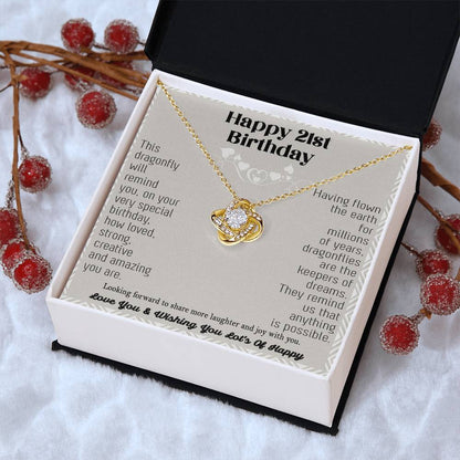 21St Birthday Dragonfly Necklace Gift Happy 21St Birthday Gifts For Her Best Friend Daughter Sister Niece Auntie Necklace Happy 21 Birthday Birthday Ne Love Knot Necklace