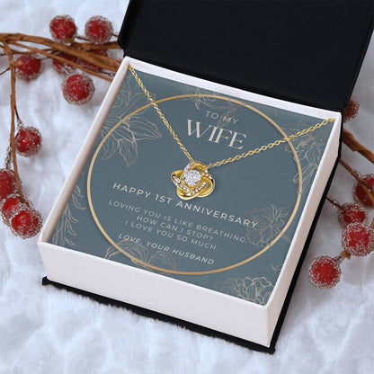 1 Year Anniversary Gift For Wife  1 Year Anniversary Gifts  1 Year Wedding Anniversary Gift Ideas  1St Wedding Anniversary Gift F(12) Love Knot Necklace