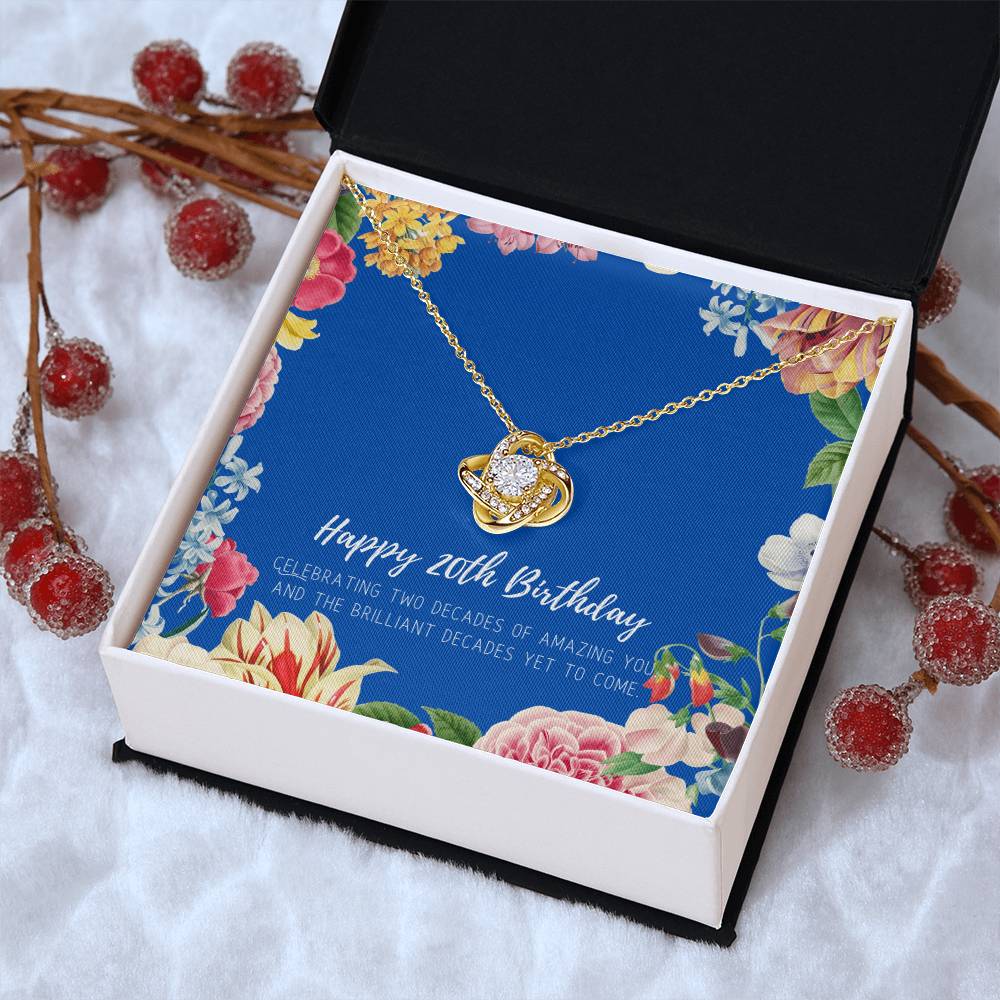 20Th Birthday Gifts For Women  Necklace For Her  2 Decade Jewelry  20 Years Old  20Th Birthday Gift Necklace  Jewelry Gift F Love Knot Necklace