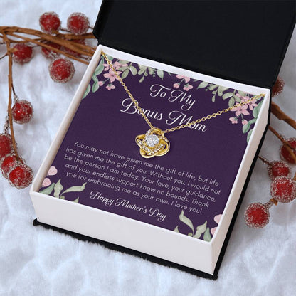 Bonus Mom Necklace Mothers Day Gift Daughterson To Mom Gift Bonus Mom Step Mom Gift Present For Stepmom On Mothers Day Stepmom Gift 1 Love Knot Necklace