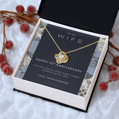 1 Year Anniversary Gift For Wife  1 Year Anniversary Gifts  1 Year Wedding Anniversary Gift Ideas  1St Wedding Anniversary Gift F(7) Love Knot Necklace