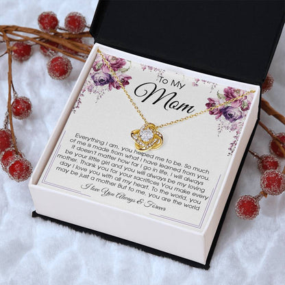Gift For Mom From Daughter Or Son To My Mom Necklace Mother's Day Gift Mom Birthday Unique Message Card Gift Love Knot Necklace