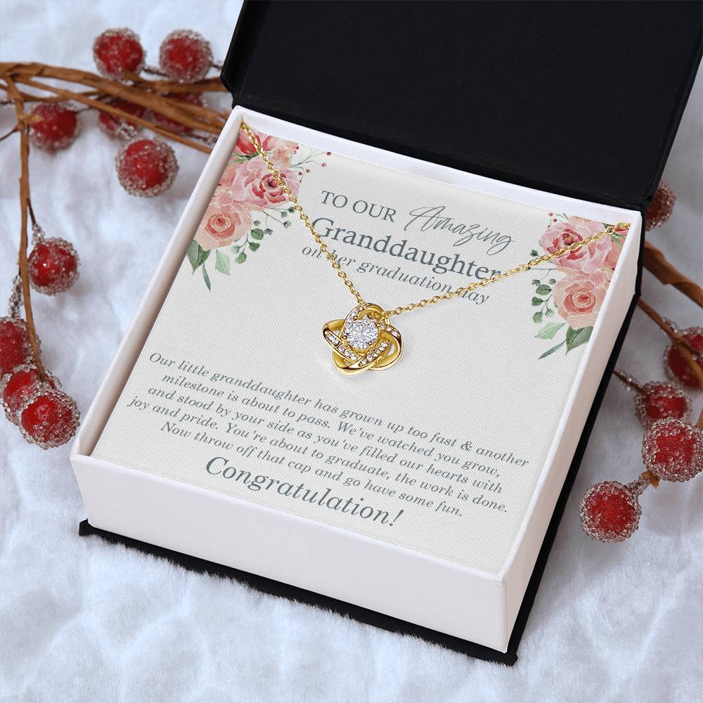 To Our Amazing Granddaughter Congrats On Her Graduation Graduation Gift Gift From Grandma & Grandpa For Granddaughter Love Knot Necklace