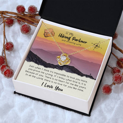 To My Wife Gift Necklace To My Hiking Partner And Amazing Wife Anniversary Gift For Wife Birthday Gift To Wife From H Love Knot Necklace