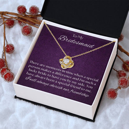 Bridesmaid For A Day Friends For Life(2) Love Knot Necklace