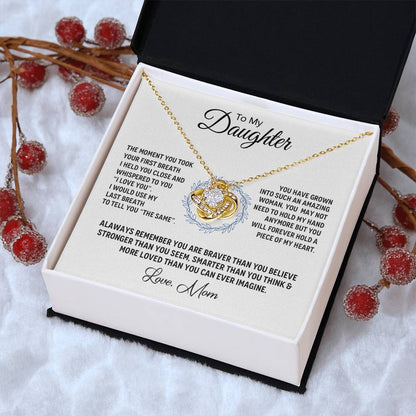 14K White Gold To My Beautiful Daughter - Love Knot Necklace