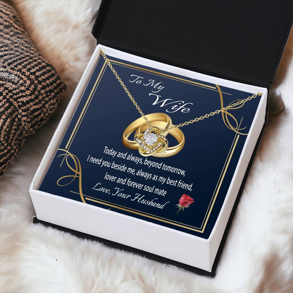 To My Wife Gift Necklace Wife Gift From Husband Message Card Necklace For Her Anniversary Gift For Wife Birthday Gift Necklace Fo Love Knot Necklace