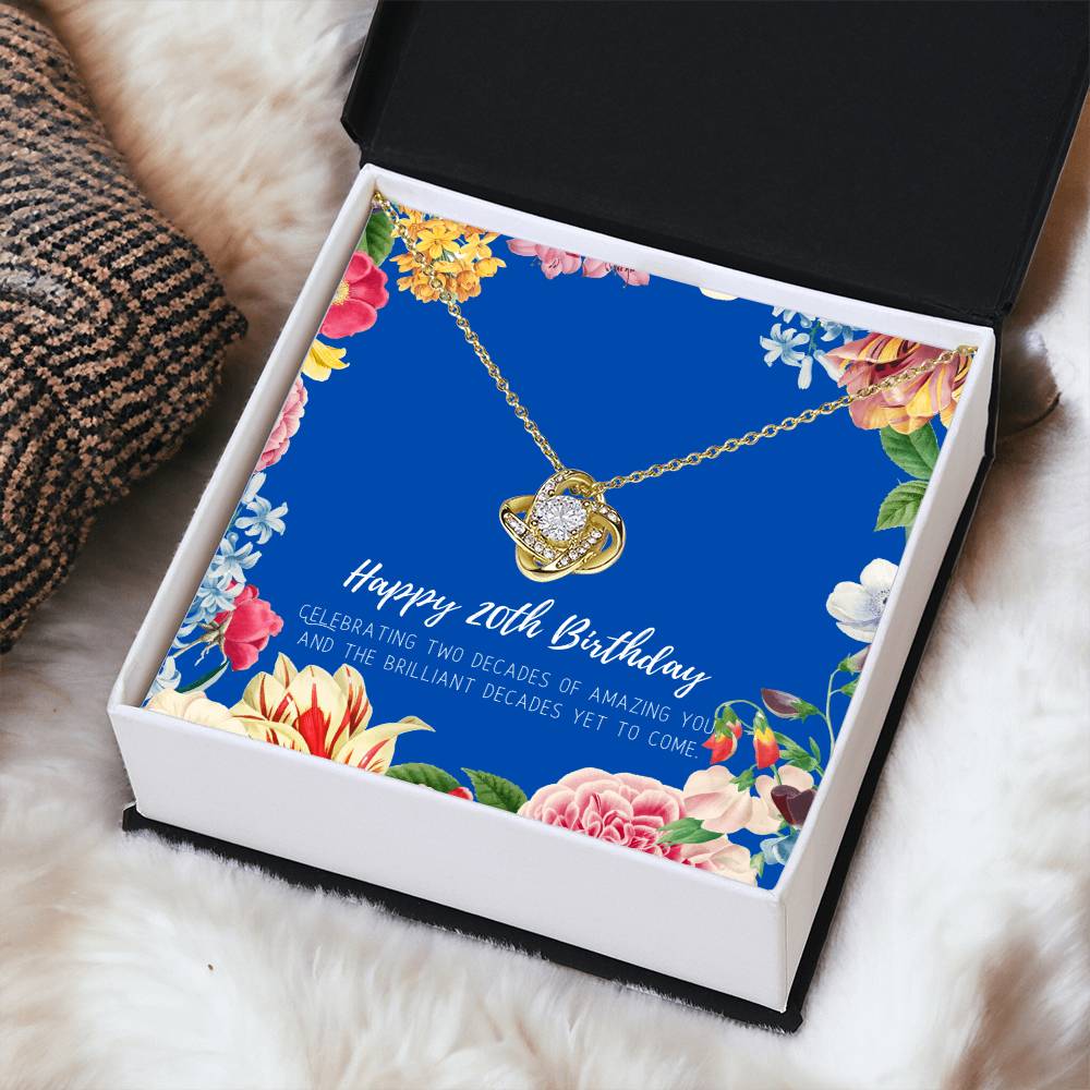 20Th Birthday Gifts For Women  Necklace For Her  2 Decade Jewelry  20 Years Old  20Th Birthday Gift Necklace  Jewelry Gift F Love Knot Necklace