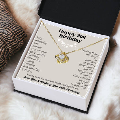 21St Birthday Dragonfly Necklace Gift Happy 21St Birthday Gifts For Her Best Friend Daughter Sister Niece Auntie Necklace Happy 21 Birthday Birthday Ne Love Knot Necklace