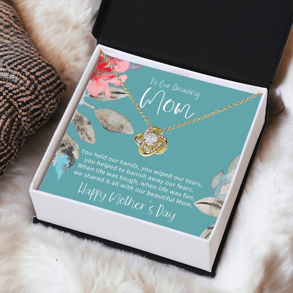 To Our Amazing Mom Mothers Day Gift From Children Gift For Mom On Mothers Day Sentimental Gift For Mom Mom Gift From Sondaughter Love Knot Necklace