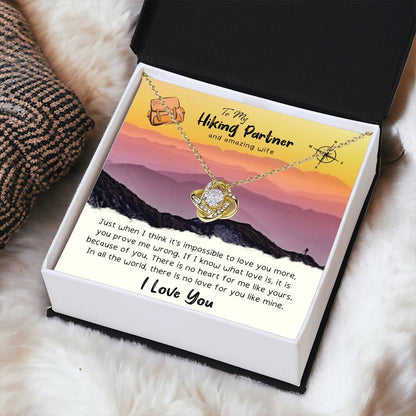 To My Wife Gift Necklace To My Hiking Partner And Amazing Wife Anniversary Gift For Wife Birthday Gift To Wife From H Love Knot Necklace