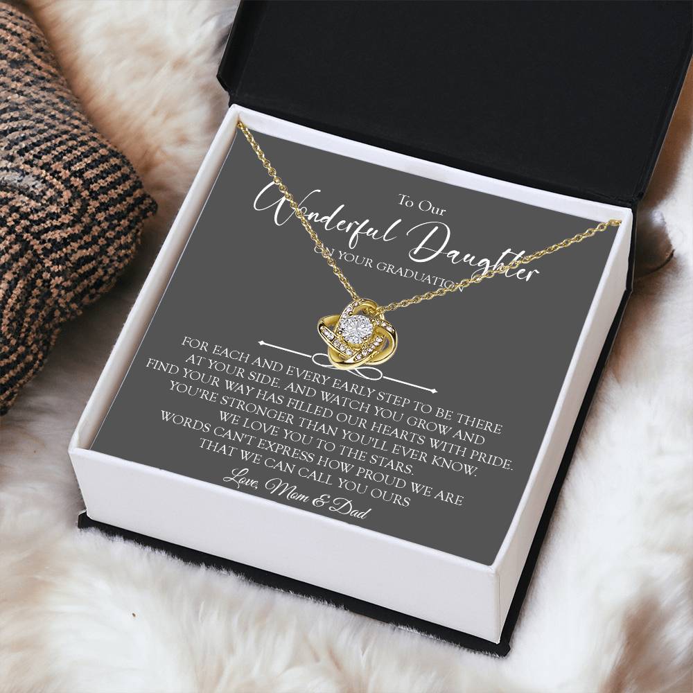 To Our Daughter Graduation Gift Necklace Graduation Gift For Daughter From Mom A Love Knot Necklace