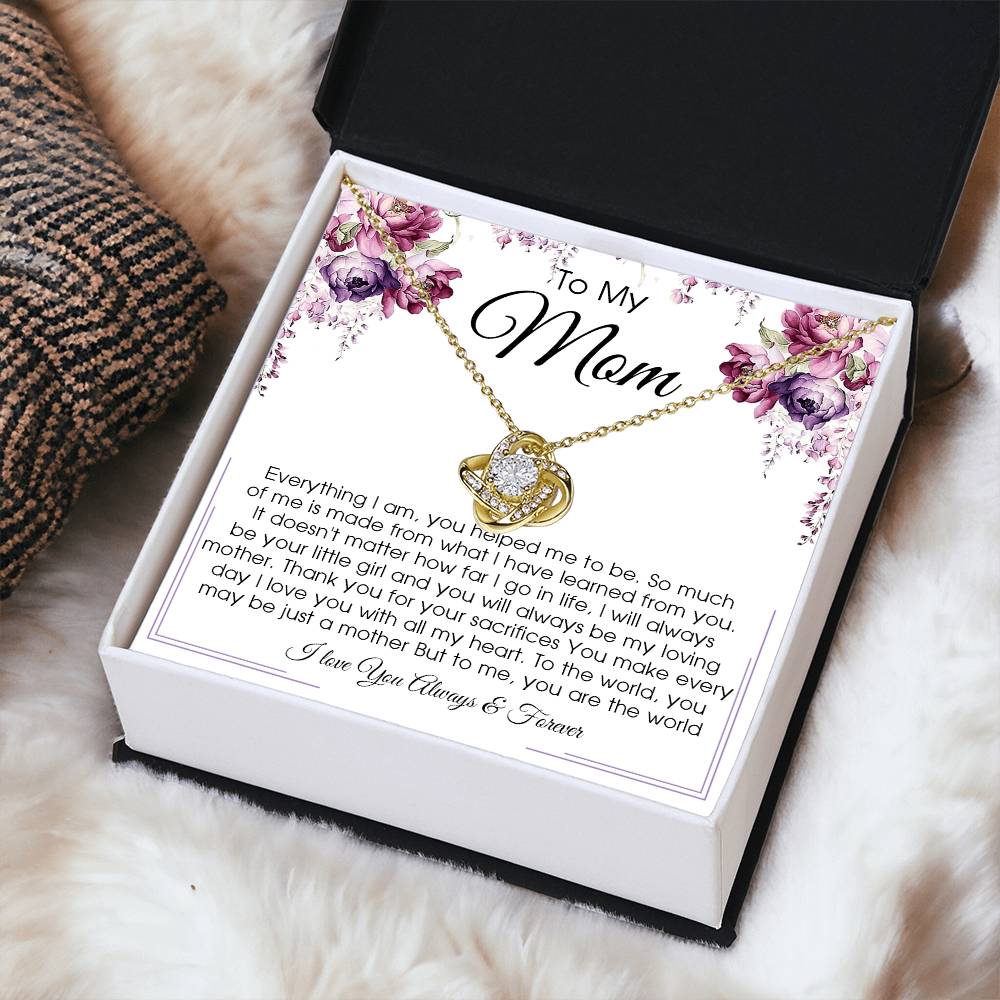 Gift For Mom From Daughter Or Son To My Mom Necklace Mother's Day Gift Mom Birthday Unique Message Card Gift Love Knot Necklace