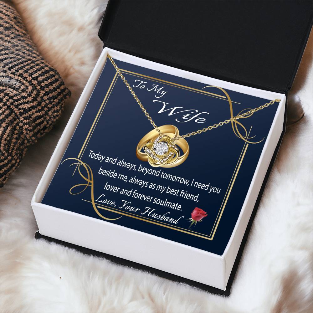 To My Wife Necklace With Message Card I Love You Necklace For Wife Anniversary Gift For Her Wife Birthday Gift Necklace Love Knot Necklace