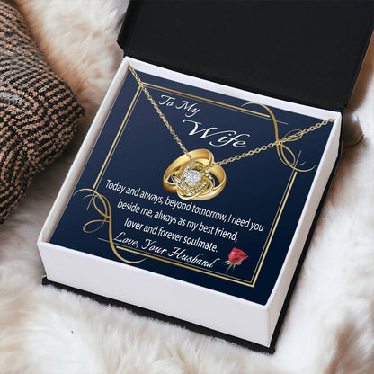To My Wife Necklace With Message Card I Love You Necklace For Wife Anniversary Gift For Her Wife Birthday Gift Necklace Love Knot Necklace