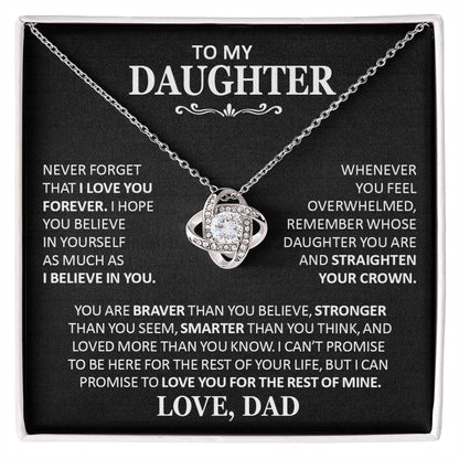 Unique Gift For Daughter From Dad Never Forget That I Love You Necklace Love Knot Necklace