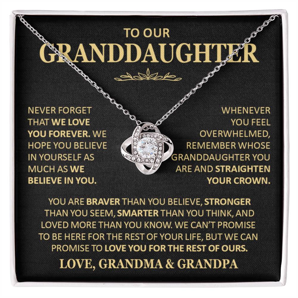 Beautiful Gift for Granddaughter From Grandma and Grandpa Never Forget That We Love You Necklace Love Knot Necklace