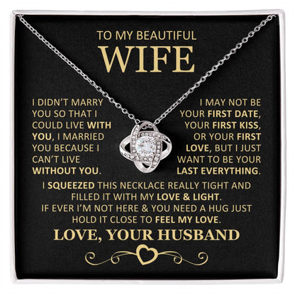 Unique Gift for Wife I Can't Live Without You Knot Necklace Love Knot Necklace