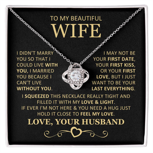 Unique Gift for Wife I Can't Live Without You Knot Necklace Love Knot Necklace