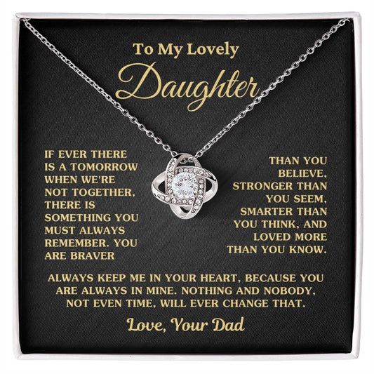 Gift For Daughter Always Keep Me In Your Heart Love Dad Necklace Love Knot Necklace