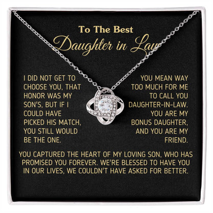 Gift for Daughter In Law You Are My Bonus Daughter, You Are My Friend Necklace Love Knot Necklace