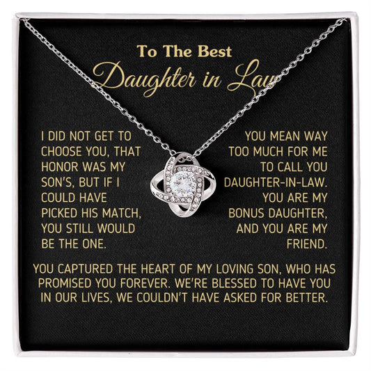 Gift for Daughter In Law You Are My Bonus Daughter, You Are My Friend Necklace Love Knot Necklace