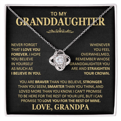 Beautiful Gift for Granddaughter From Grandpa Never Forget That I Love You Necklace Love Knot Necklace