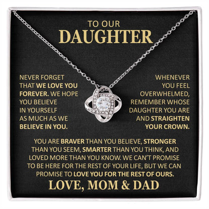 Beautiful Gift For Daughter From Mom And Dad Never Forget That We Love You Necklace Love Knot Necklace
