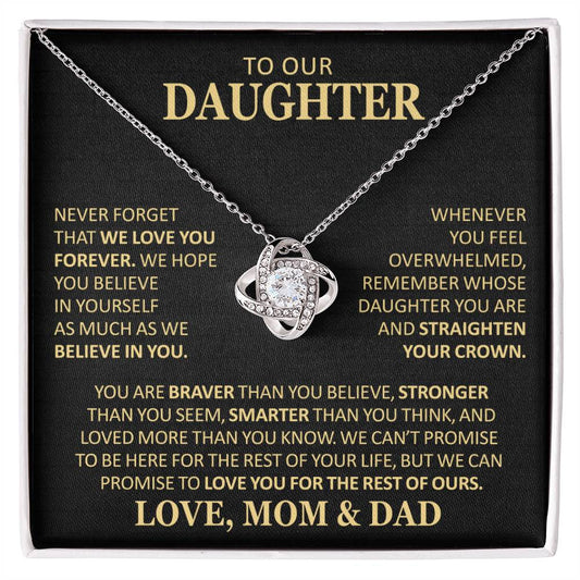Beautiful Gift For Daughter From Mom And Dad Never Forget That We Love You Necklace Love Knot Necklace