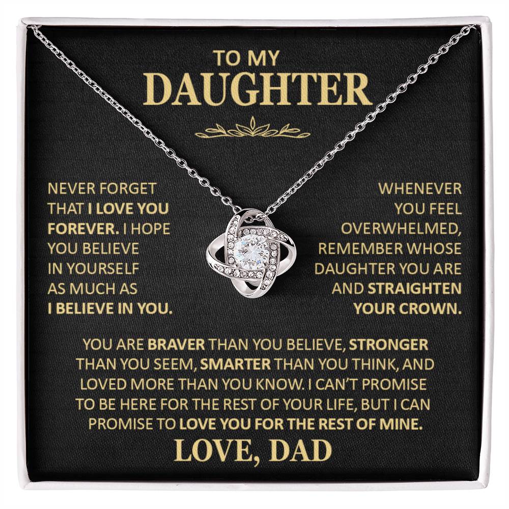 Beautiful Gift for Daughter From Dad Never Forget That I Love You Necklace Love Knot Necklace