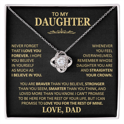 Beautiful Gift for Daughter From Dad Never Forget That I Love You Necklace Love Knot Necklace